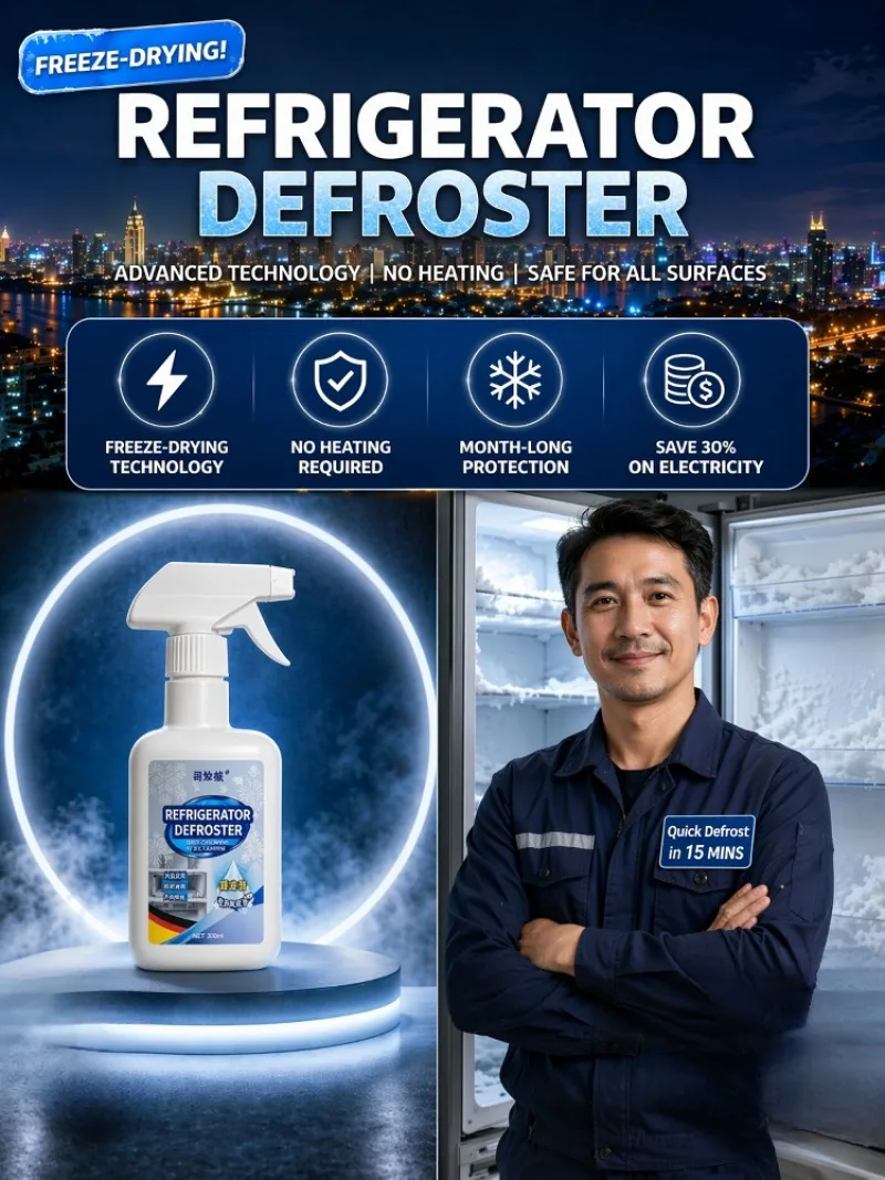 120ml Refrigerator Defrosting Spray, Fast Ice Frost Remover, Freezer Deicing Cleaner with Precision Nozzle for Household Fridge