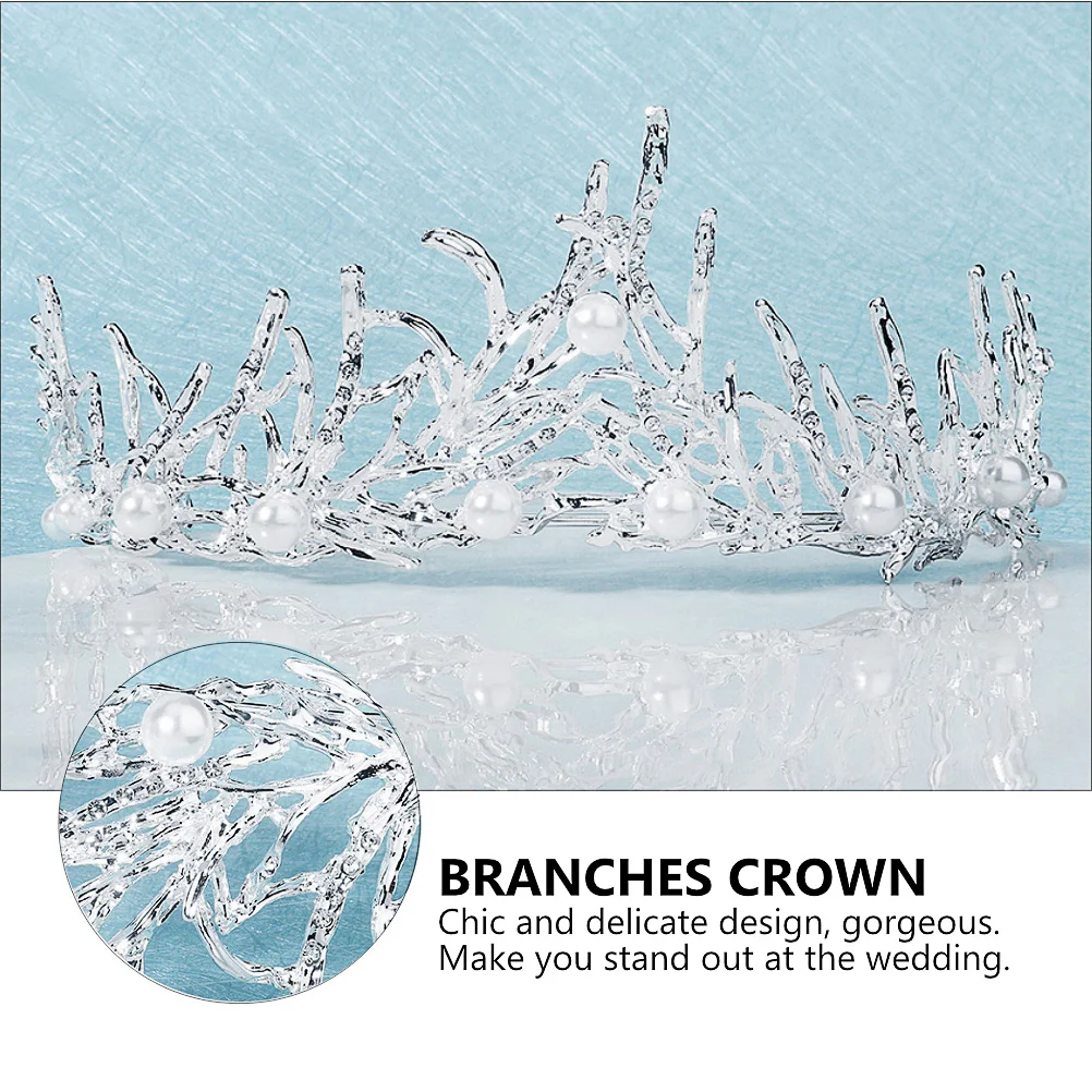 

1pc Vintage Crown Alloy Headdress Light Durable Hair Decorations For Wedding Bride Party Branches Crown Baroque Bridal Headpiece