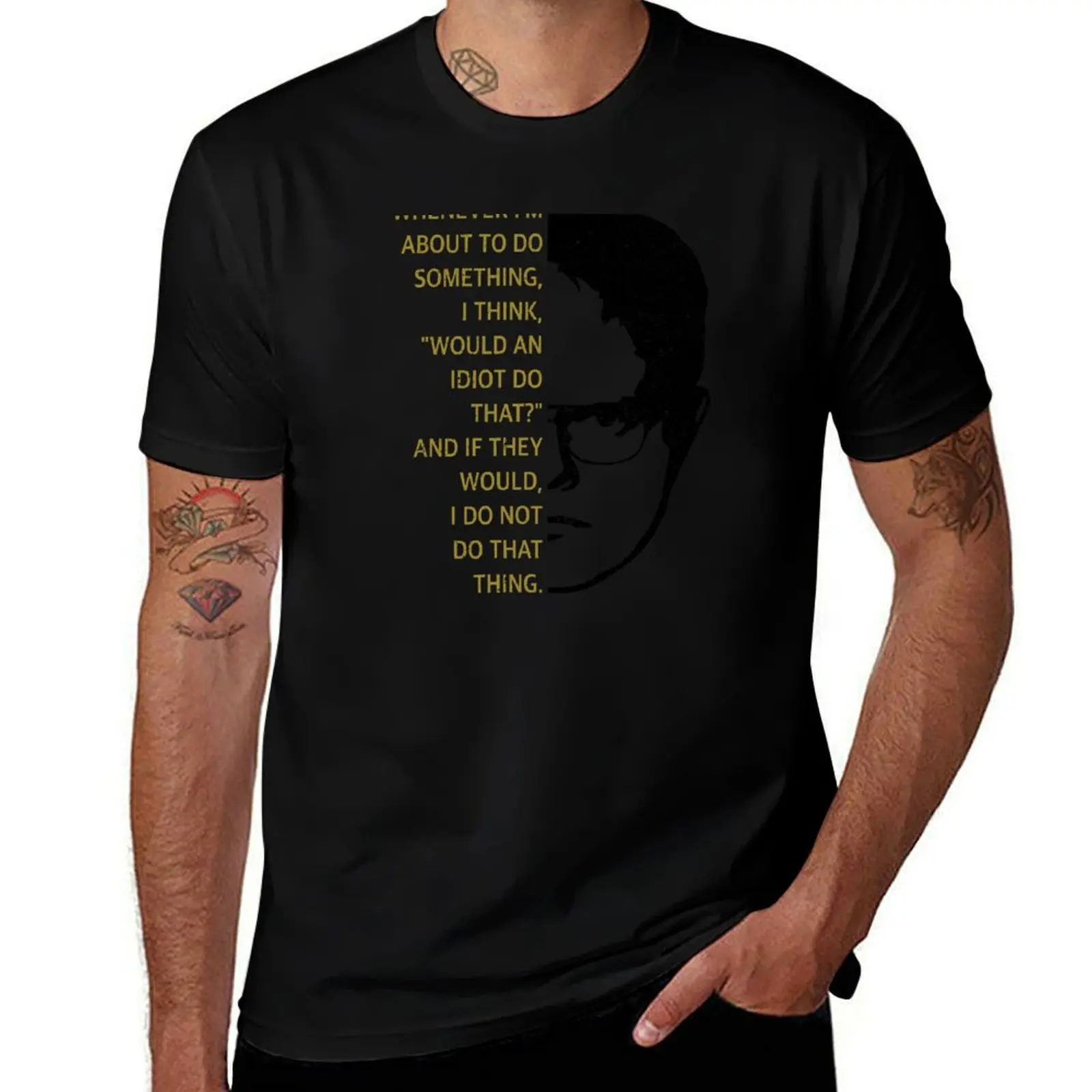 

Dwight Schrute Idiot T-Shirt quick drying fashion shirts valentines clothes funny t shirts men