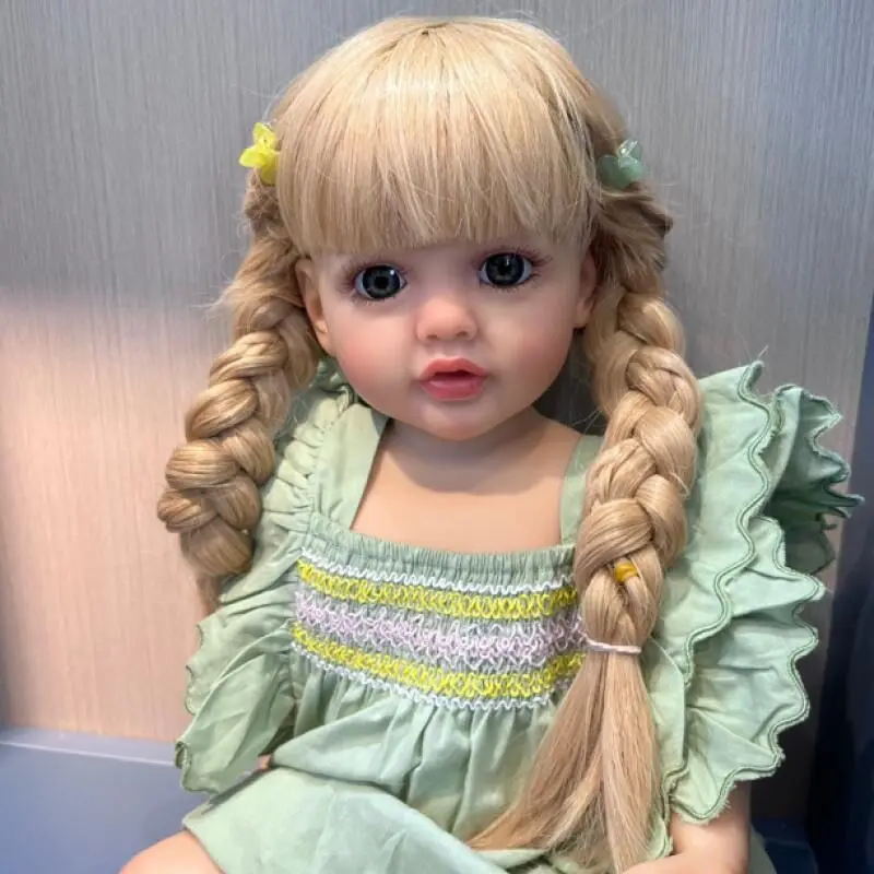 NPK 55CM Silicone Reborn Doll Full Body Soft Touch Lifelike Toddler Princess Betty Realistic Long Blond Hair Collectible Toy