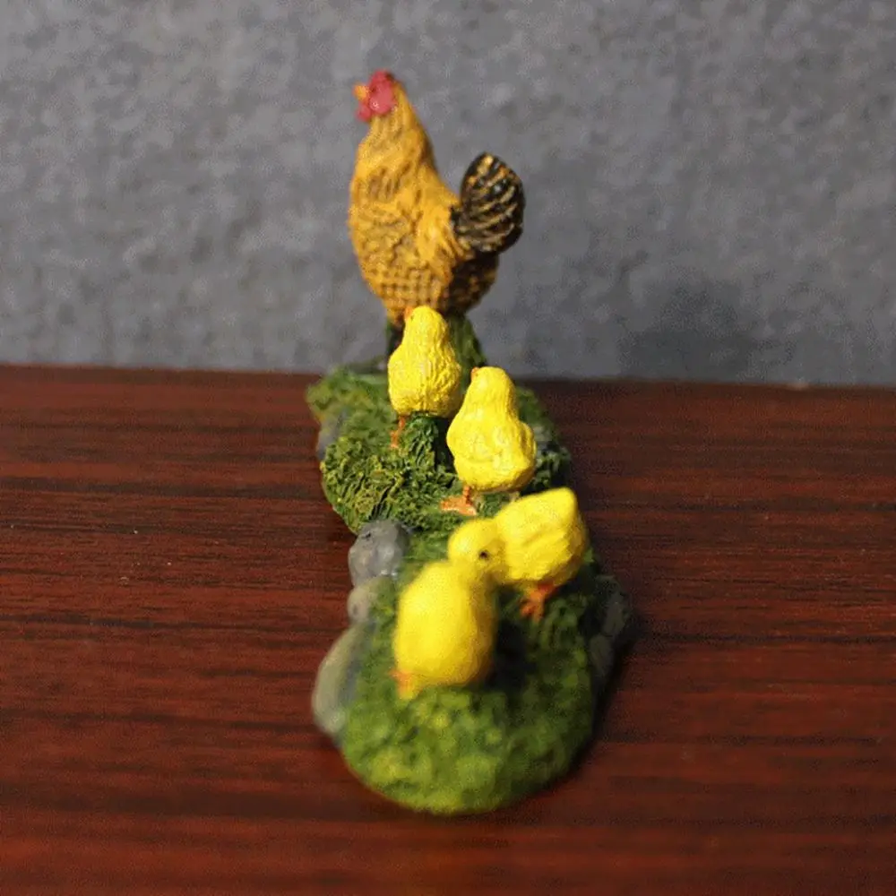 Miniature Home Decoration Doll House Ornaments Chicken Family Figurines Micro Landscape Hen Chick Models Farm Poultry