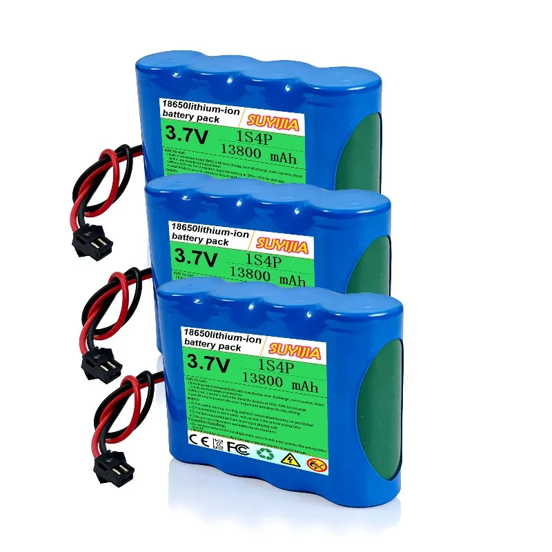 3.7V 13800mAh 1S4P rechargeable lithium-ion battery DIY project for security cameras, emergency lights, portable speakers