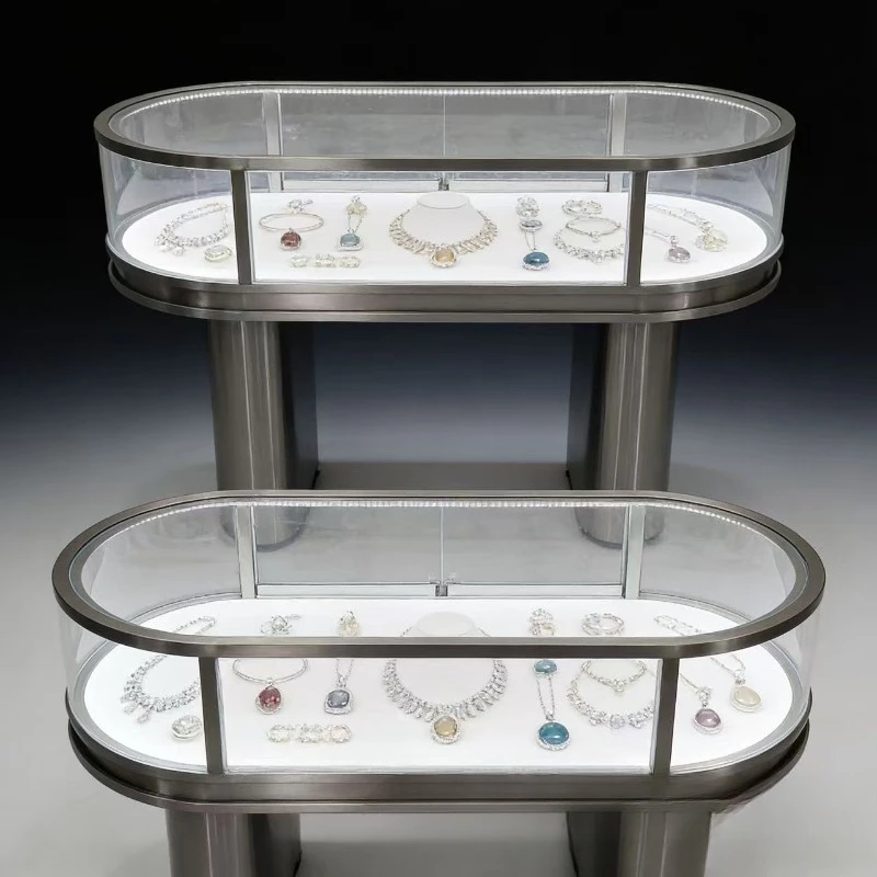 Stainless steel jewelry cabinet display cabinet gold and silver jewelry glasses watch jade luxury display case