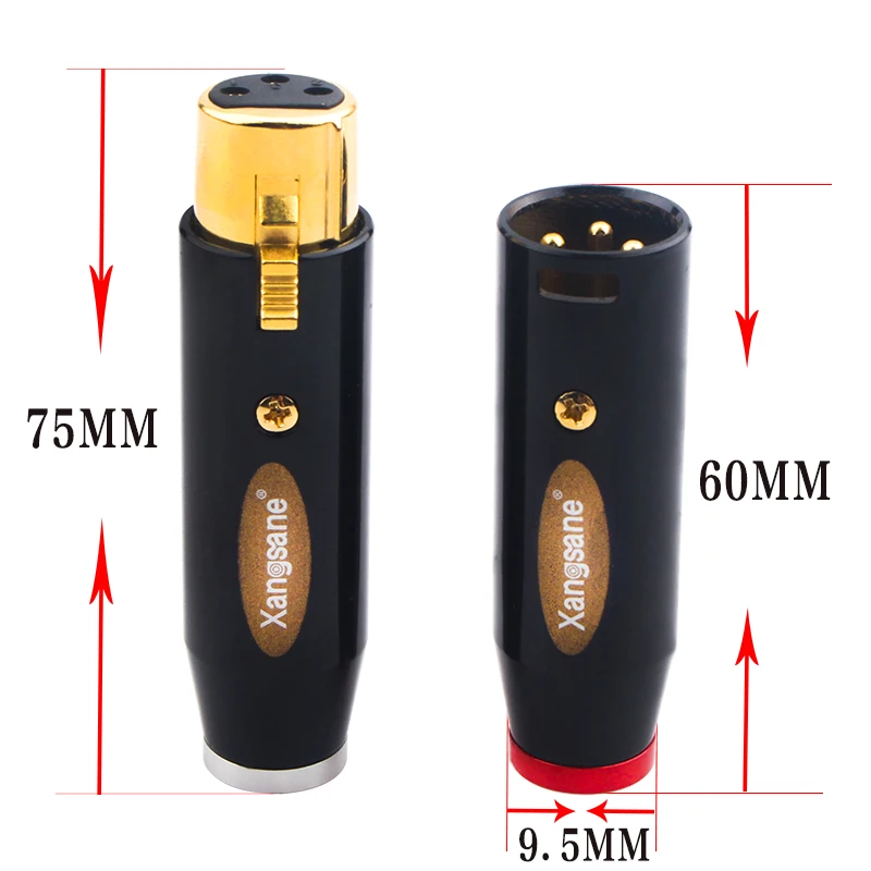 4Pcs Pure Copper Gold-plated 3Pin XLR Male To Female Plug Hi-Fi Audio Balance Cable Connector
