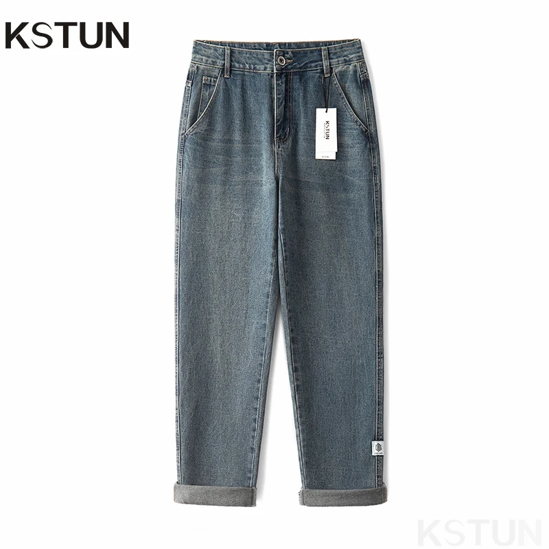 

KSTUN Harem Pants Men Jeans Loose Fit Baggy Pants Streetwear Retro Blue Streetwear Vintage Men's Clothing Trousers 2024 New Kpop