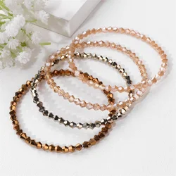 4 pz/set braccialetti di perline di cristallo Color oro per donna ragazza pietra naturale Austria braccialetto elastico in cristallo Set gioielli