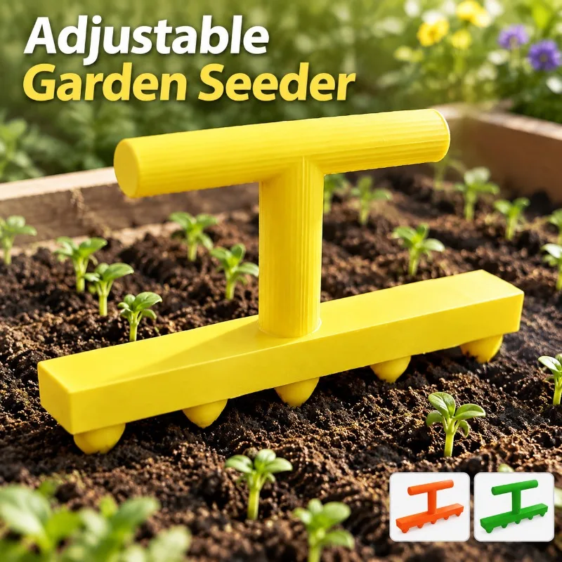 Seed Dibber Adjustable Depth & Spacing Hole Punch Sowing Implement Precision Seed Dispenser Hand Cultivation Gear for Vegetable