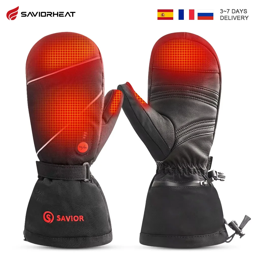 Guanti riscaldati Salvatore Guanti da moto con calore a batteria Pelle di capra 3 marce Wamer Control Guanti riscaldati elettrici impermeabili