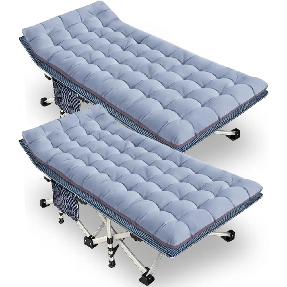 

2 Pack Oversize Cot Camping Cot with Comfortable Mattress for Adults XXL Cots for Camping Bed Extra Large Folding Cot Heavy Duty