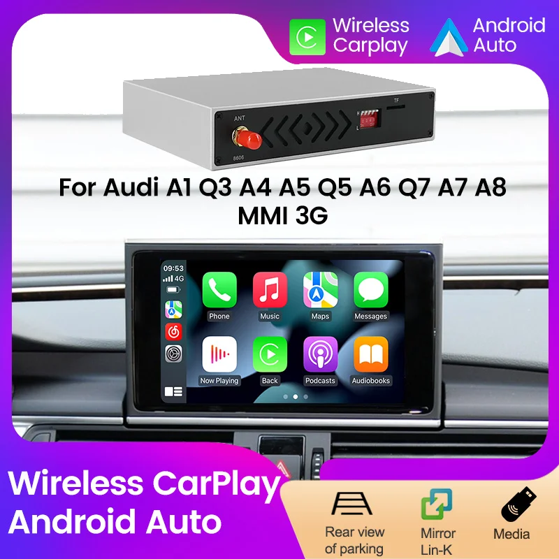 For Audi A1 Q3 A4 A5 Q5 A6 Q7 A7 A8 MMI 3G Wireless Carplay Adapter Ai Box Android Auto Decoder Box BT MAP Mirror Link AirPlay 