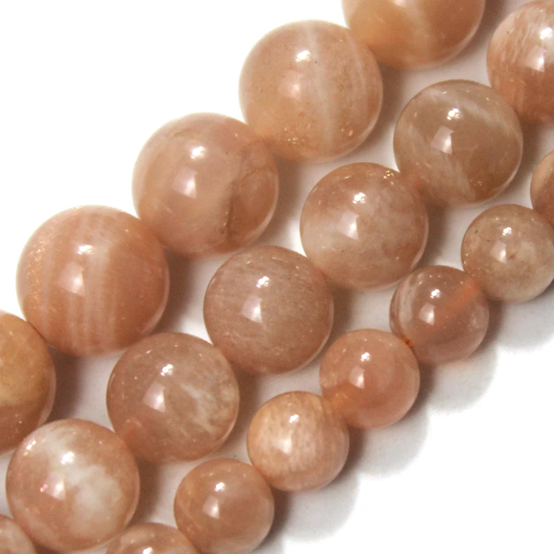 Natural Moon Stone Round Loose Spacer Striped Beads For Jewelry Making DIY Bracelets Necklace Accessories 15'' 6/8/10/12mm