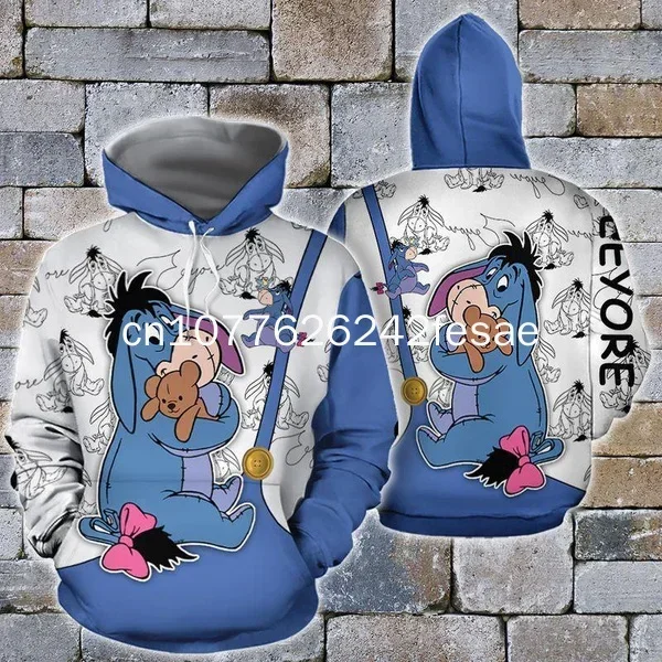 New Eeyore Hoodie 3D Printing Disney Casual Fashion Street Zipper Hoodie Men\'s and Women\'s Sweatshirt