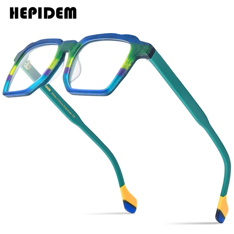 HEPIDEM Multi Acetate Glasses Frame Men Brand Design Square Eyeglass Women Japanese Handmade Spectacles Jonny Depp Eyewear 9287