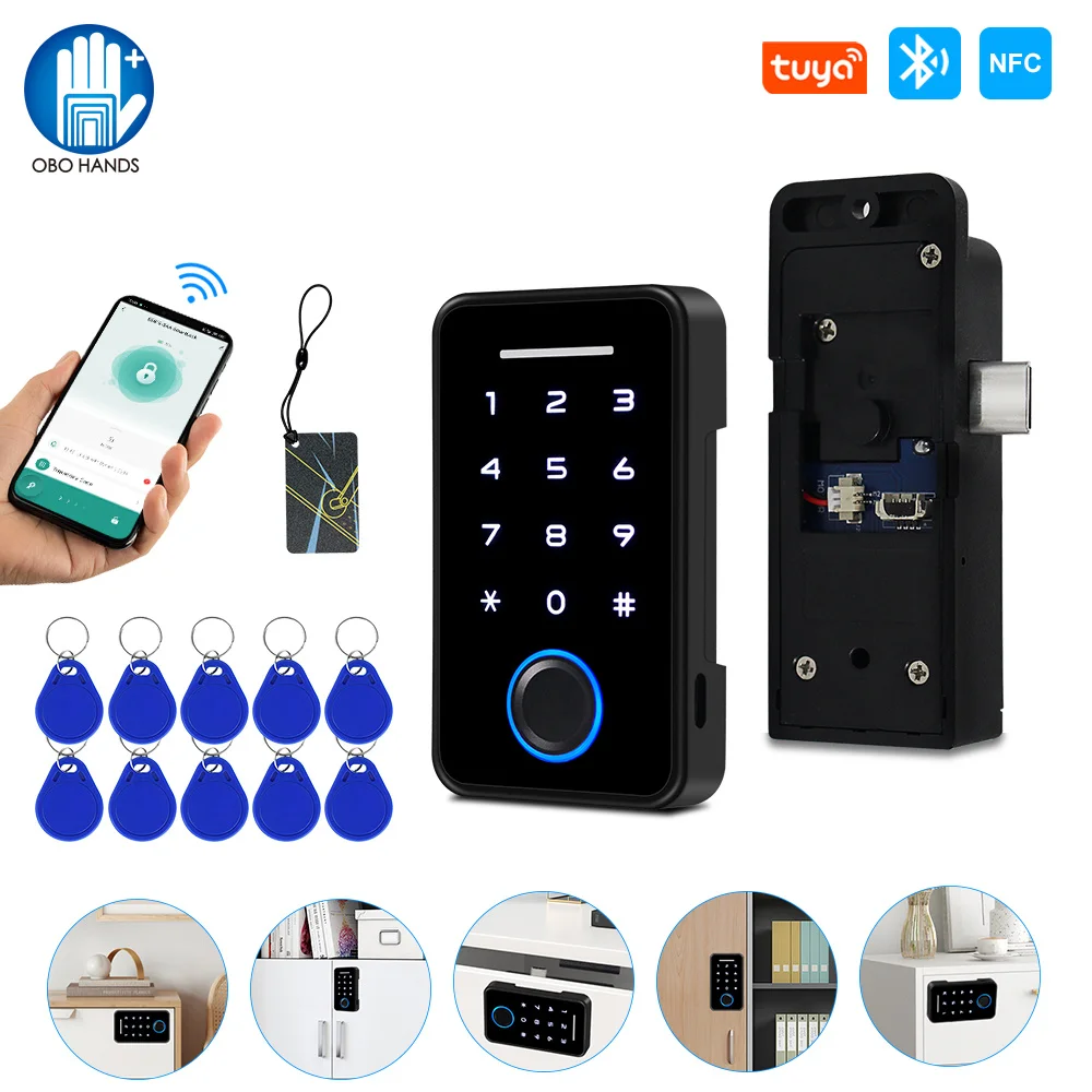 

Bluetooth Tuya Fingerprint Cabinet Drawer Locks Standalone RFID Access Controller Touch Keypad Electronic Password Digits Lock