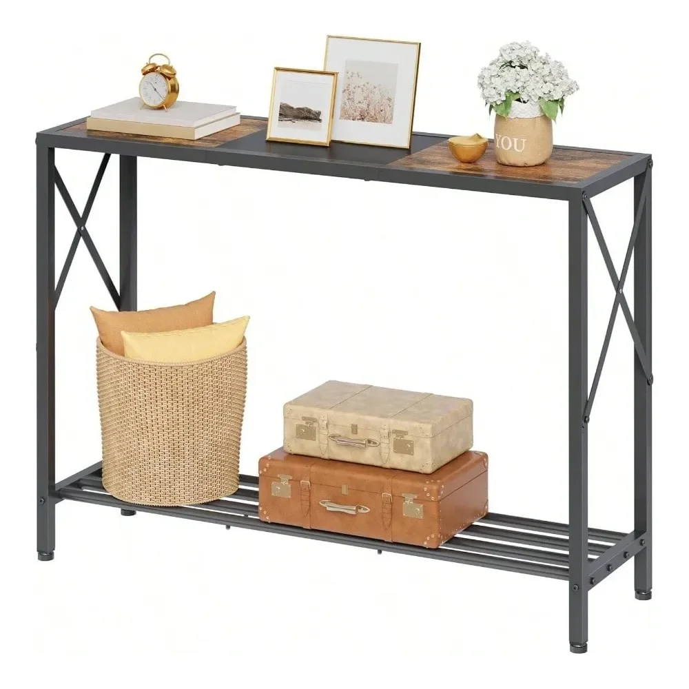 

Стол 41.8u201D, двухуровневый промышленный стол для прихожей, узкий придиванный столик с полками, для прихожей, гостиной, фойе, коридора