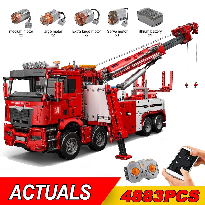 

MOULD KING Moc High-Tech 8x8 Road Rescue Truck Crane Electric Remote Control Assembly Bricks Building Blocks Toys For Kids Gifts