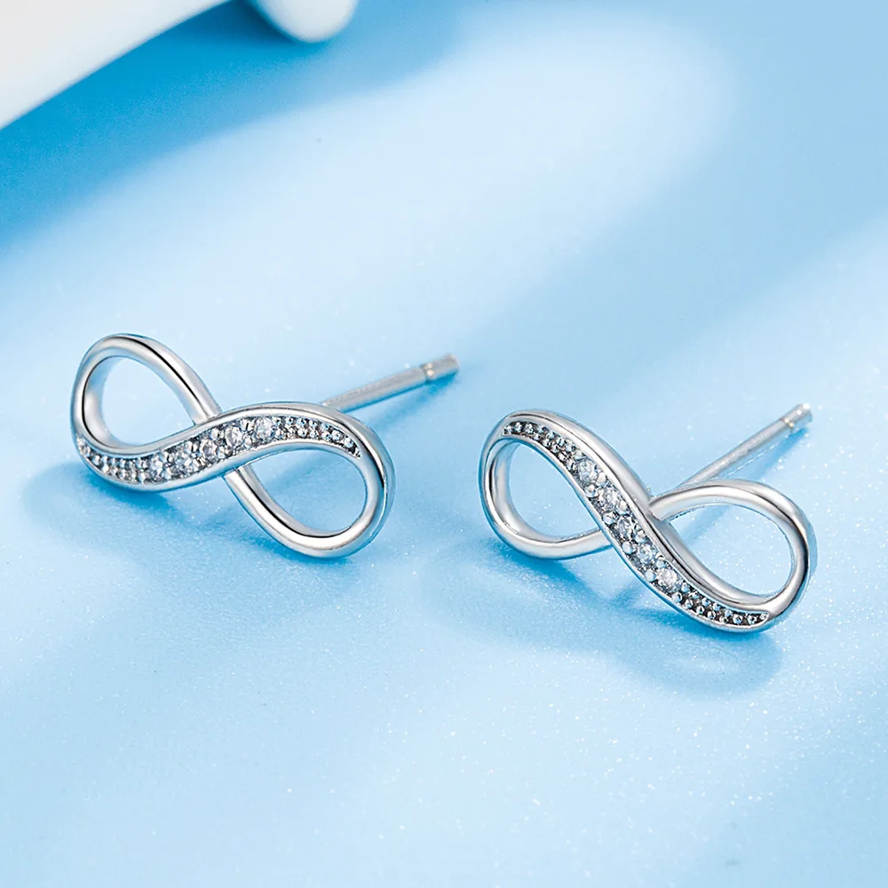 925 Sterling Silver Elegant Infinity Zircon Earrings – Stylish Accessories for Women, Perfect for Parties and Weddings