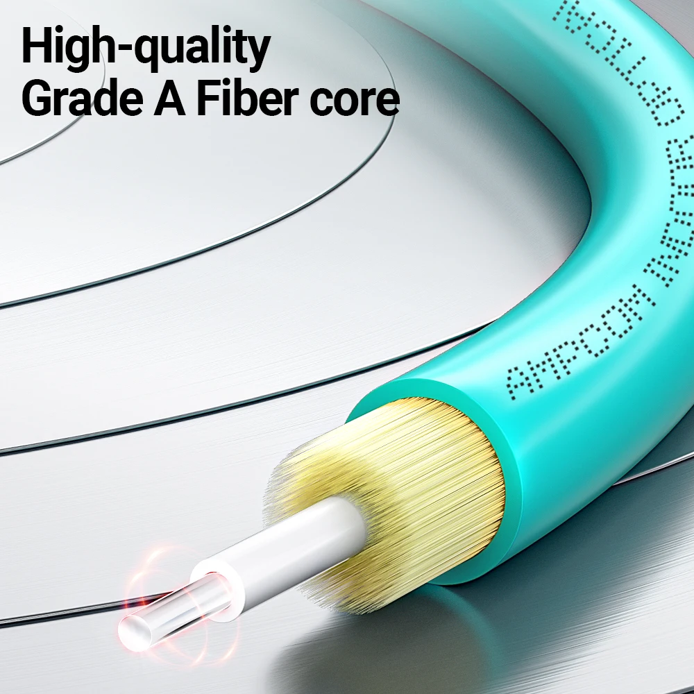 AMPCOM LC إلى FC UPC OM3 كابل تصحيح الألياف الضوئية متعدد الأوضاع دوبلكس، 50/125μm، OD 2.0 مم، LSZH OFNR، 1-100 متر