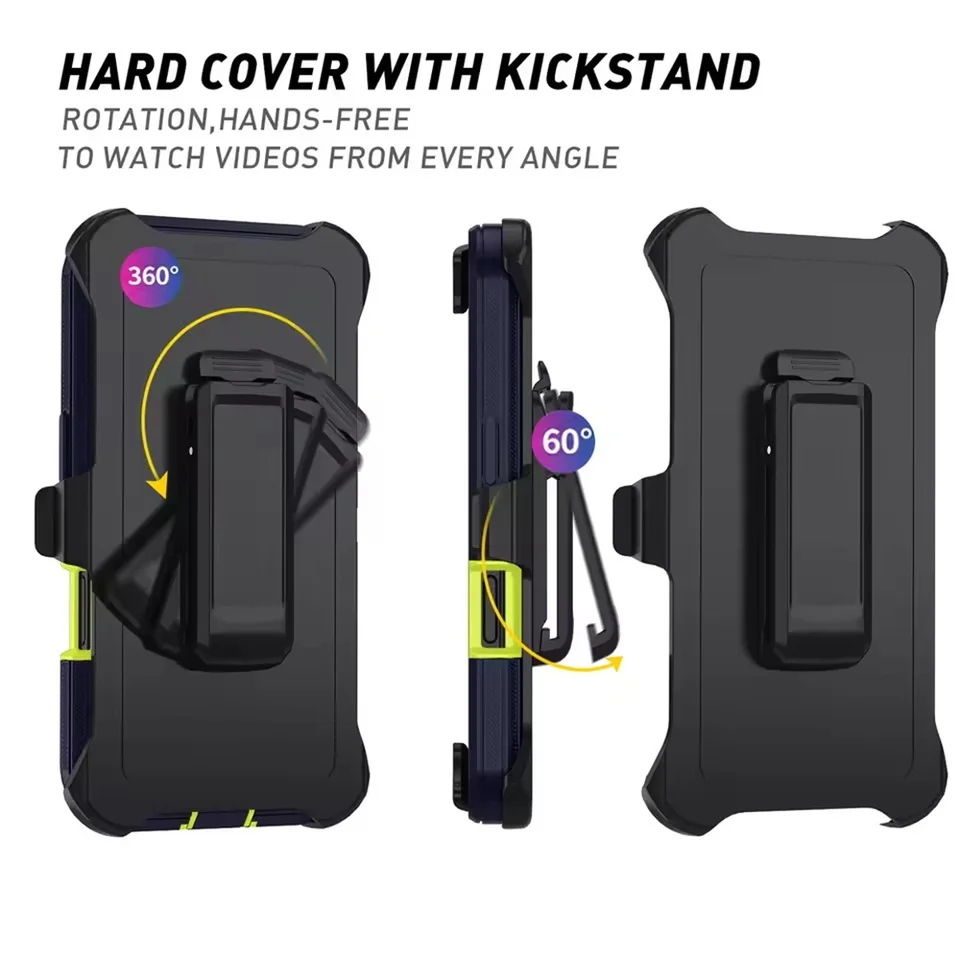 Funda Defender a prueba de golpes con soporte para iPhone 17 16 Pro Max 13 12 Mini 14 Plus 16E 15 Pro Max, PC rígido + TPU, protección 6