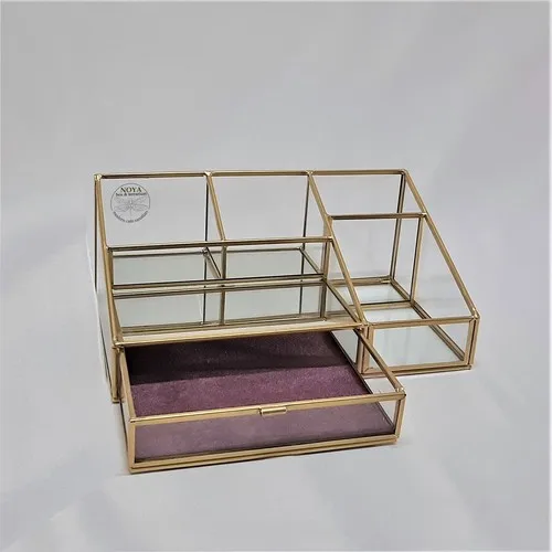 Noya Box & Terrarium 5 Compartment Drawers Makeup Jewelry Organizer Large Size-Lilac Floor