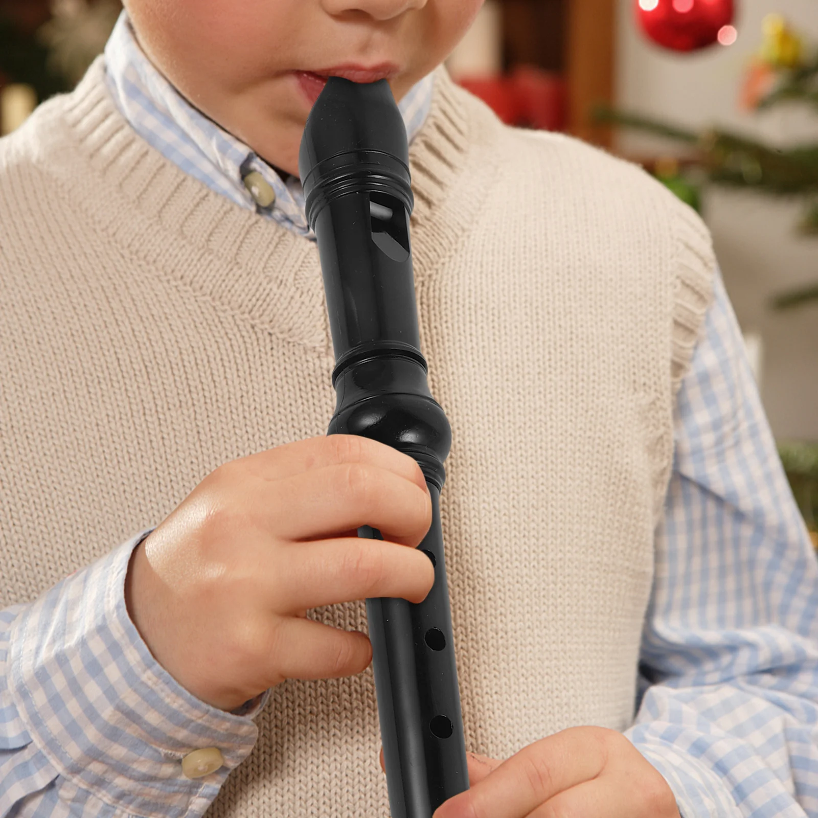 

8-Hole Soprano Recorder Black Plastic Beginner Wind Instrument For Kids Classroom Music Practice Children'S Learning Tool
