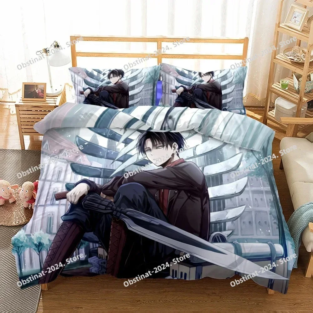 2025 Anime Attack On Titan Bedding Set Kawaii Loli Boy Duvet Cover Print Japan Cartoon Bed Quilt Cover Pillowcase Bed No Sheets