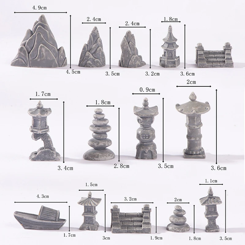 Muuookka Ensemble Miniature Décoratif de Montagne, Résine, 8 PCS Paysage Rock Garden Modèle Fabriquant pour Les Accessoires de Jardin Intérieur