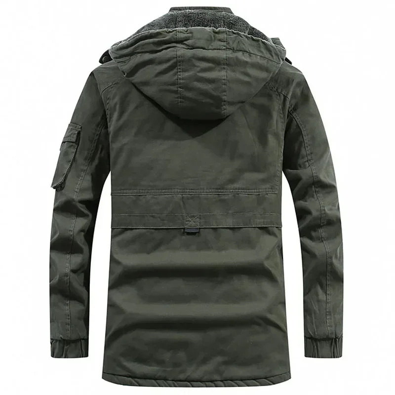 Gewassen Katoenen Dikke Fleece Casual Jassen Met Capuchon Man Mannen Parka 'S Jas Militaire Winddicht Nieuw 2024 Winter Warm Varsity Jack Heren