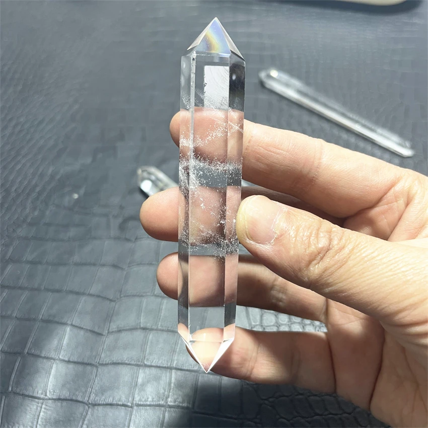 Natural Tibet Himalayan High Altitude Clear Crystal Quartz 6 Sided Facet Vogel Style Double Termination Wand Point Reiki Healing