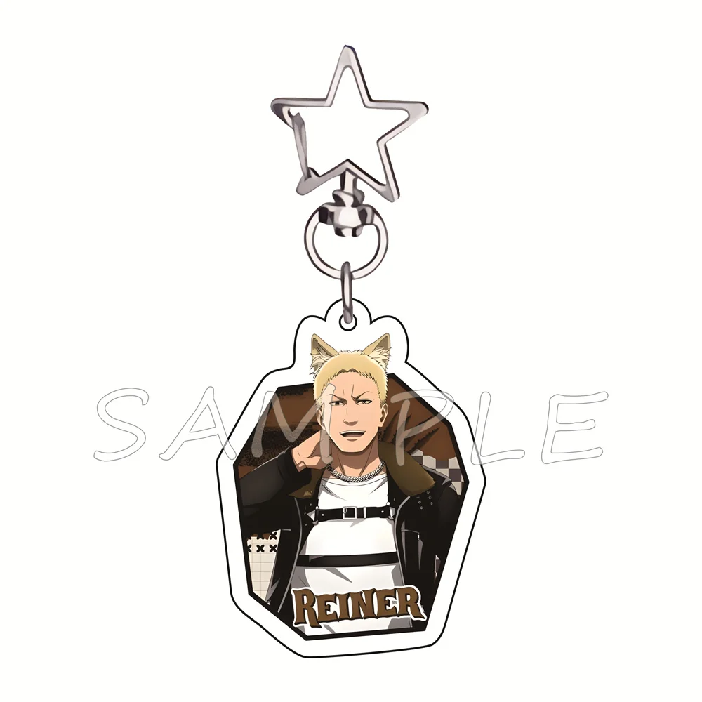 Attack on Titan Cat Ear 6cm Star Hook Acrylic Keychain Dark Fantasy Anime Bag Charm Car Key Ring Otaku Fans Collectible Gift