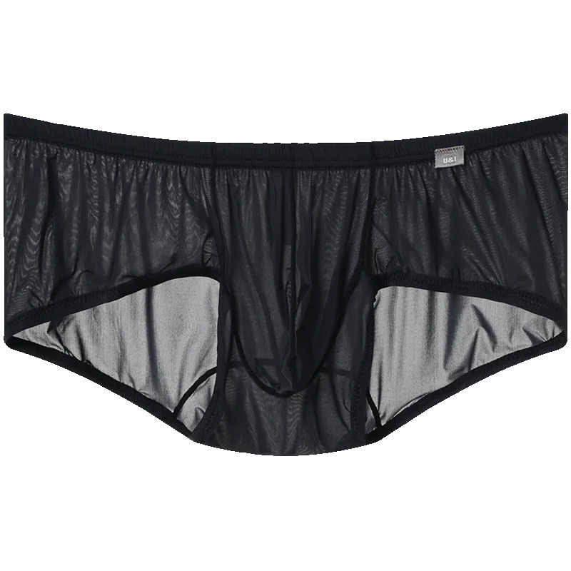 U & I-ropa interior Sexy de cintura baja para hombre, Croaker plano transparente, nailon Ultra delgado, fresco, levantamiento de cadera, bolsa 3D