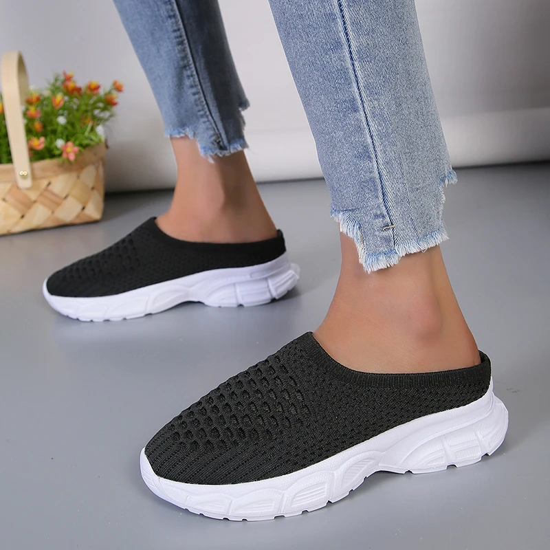 Shoes for Women Slip-on Women\'s Slippers Summer Platform Outdoor Walking Ladies Mesh Shoes Breathable Casual Female Flats