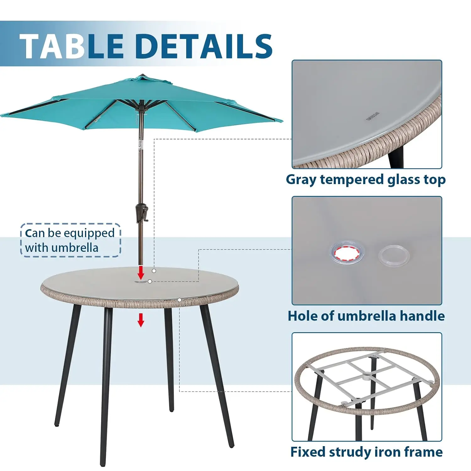 5 Pieces Outdoor Dining Table & 4 Chairs Set Patio Furniture Garden Backyard Metal Frame, Customized