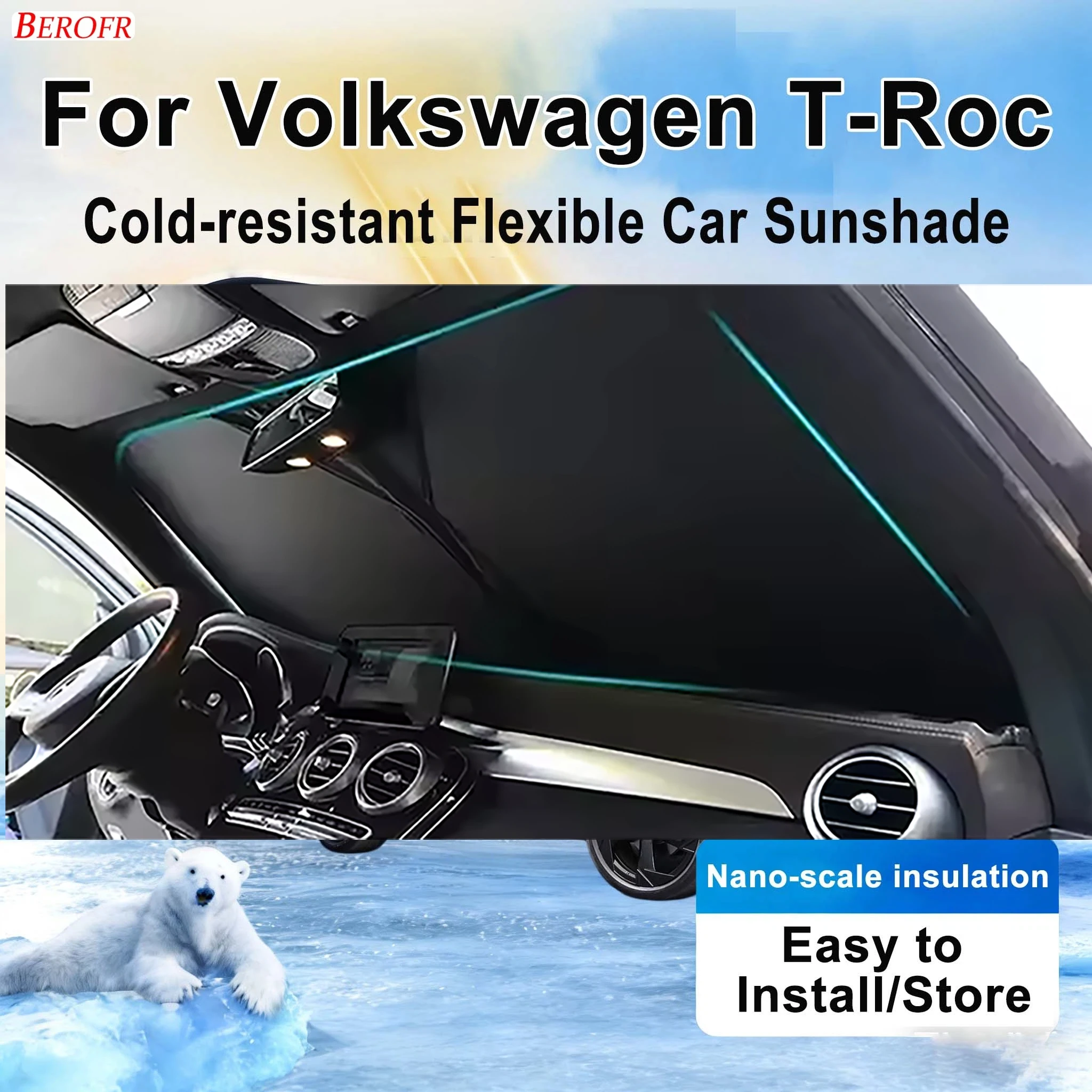 

For Volkswagen T-Roc 2022-2026 Car Windshield Sunshade Cover Front Window Sun Shade Heat Insulation Summer Auto Accessories