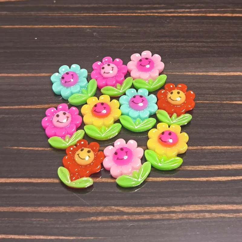 10pcs Cute Flower Flatback Resin Cabochon Hair Rope Phone Case Home Decor DIY Scrapbooking Embellishments Crafts Accessories