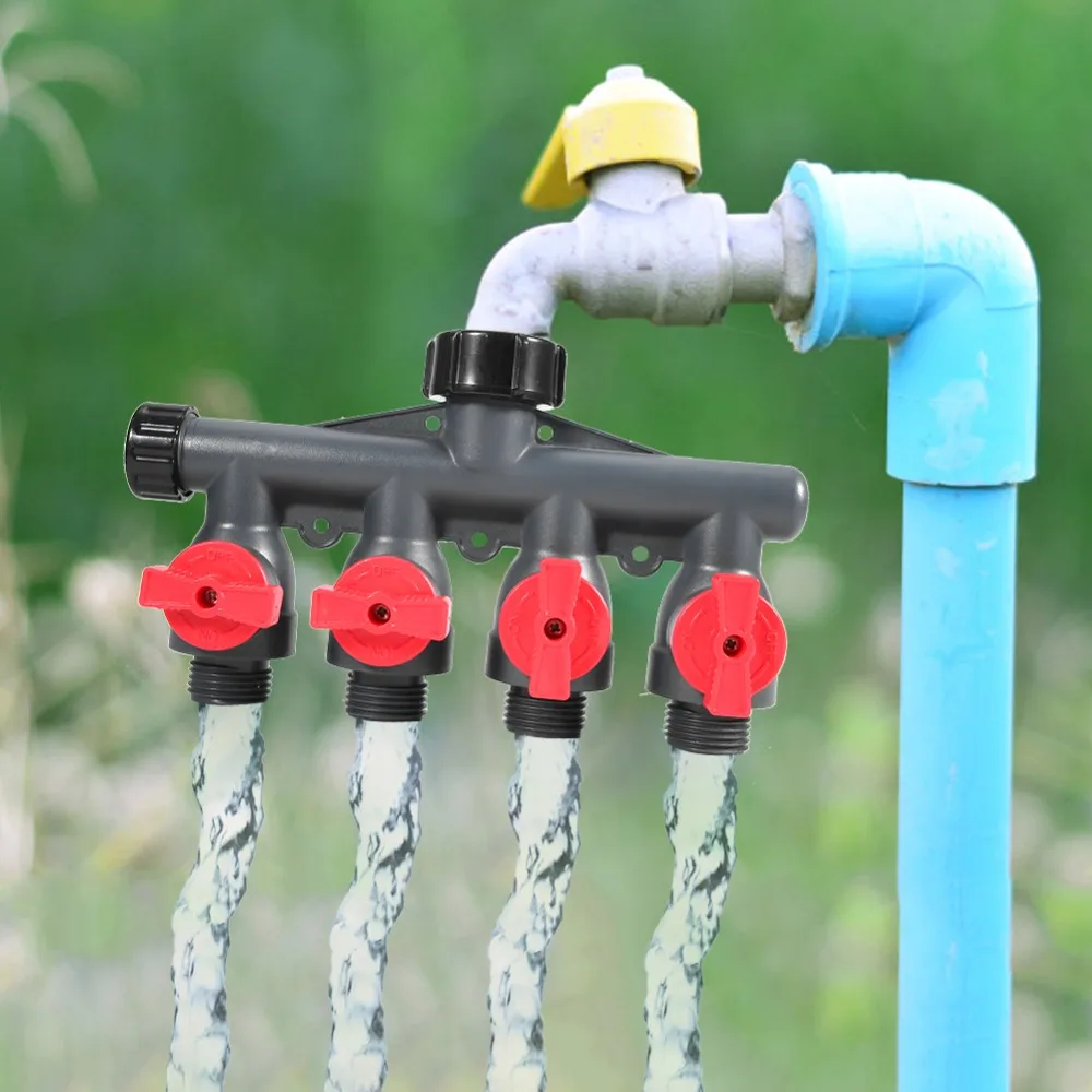 Durable Plastic 4 Way Hose Splitter G3/4 Inch 4 Way Hose Splitter Easy Install Garden Hose Splitter Lawn Watering