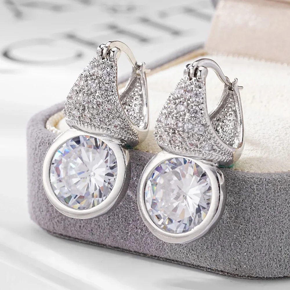 

Soramoore New Luxury Shiny Original Earrings for Women Girl Daily Party Summer Bridal Wedding Trendy Accessories High Quality