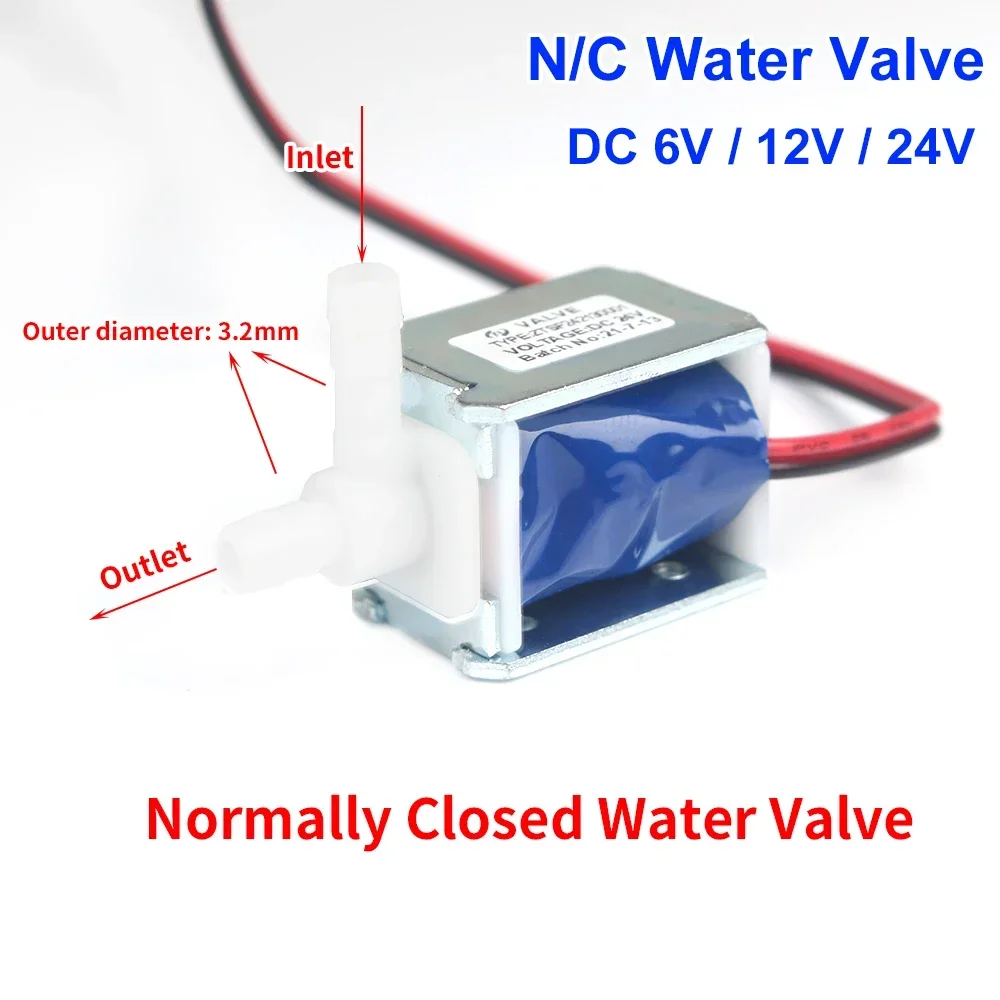 1PC DC 6V /12V /24V Micro Electric Solenoid Valve N/C Normally Closed Mini Water Air Valve Miniature Vent Valve Garden Watering