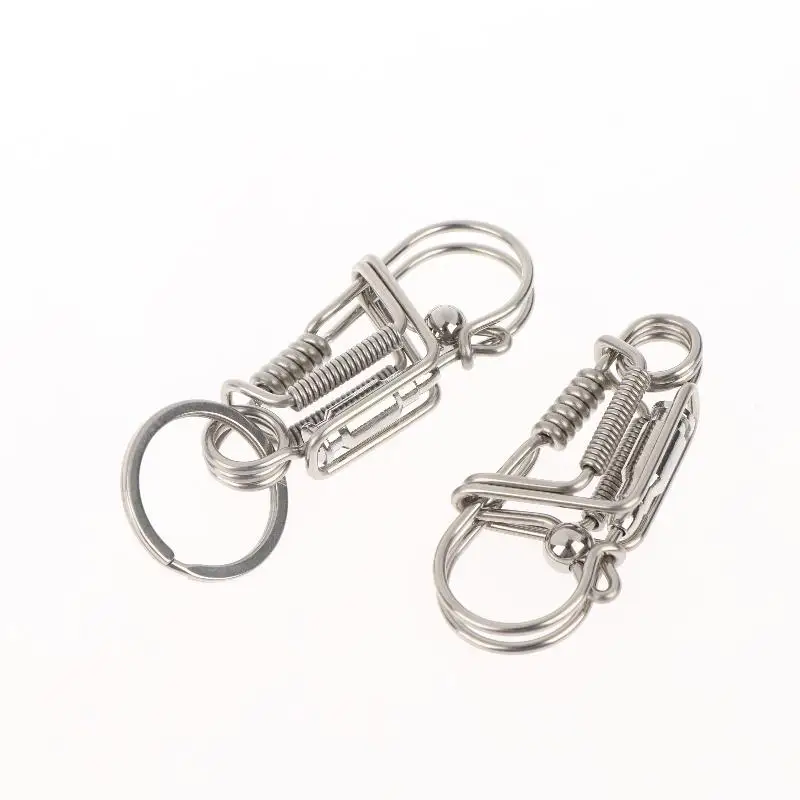 Schlüsselanhänger aus Edelstahl, handgefertigt, poliert, mechanischer Schlüsselring, zum Aufhängen an der Taille oder an der Tasche, als Geschenk für Männer. – Detail 3