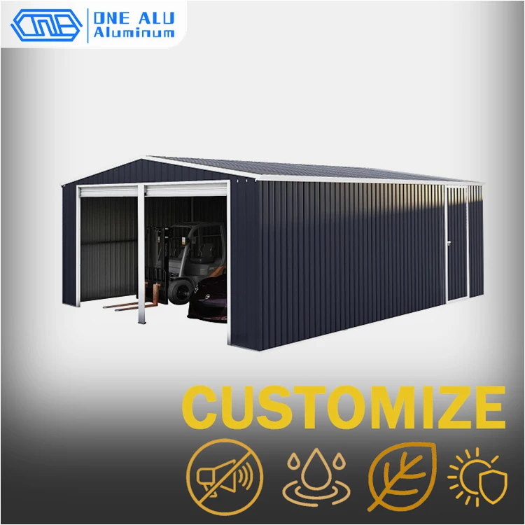 Customized Aluminum Garage Carport Galvanized Steel Frame Large Space Warehouse Workshop Parking Shelter