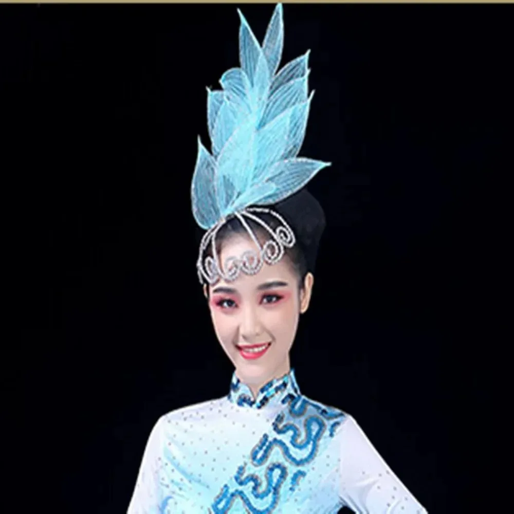 Trung Quốc Cổ Điển Điệu Nhảy Dân Gian Lá Lông Tơ Tóc Clibs Đỏ Vàng Xanh Dương Nóng Hồng Xanh Phụ Kiện Tóc Dây Buộc Tóc Cho Nữ sang Trọng