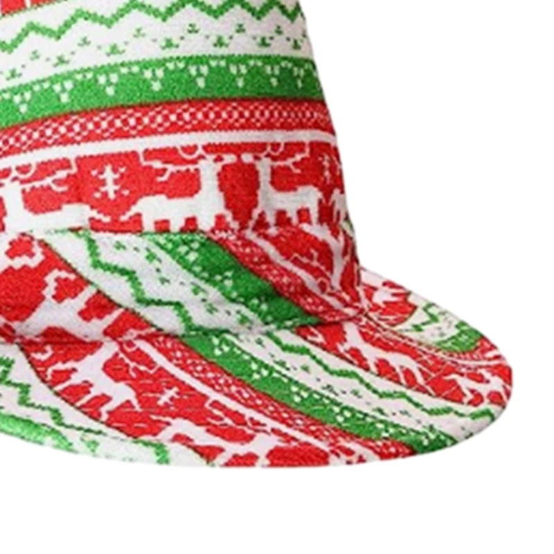Short Brim Fedora Christmas Reindeer Print Magician Hat for Boy Men Adults Cap image 3