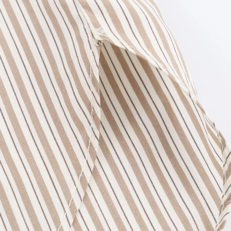 Autumn Turn-down Collar Long Sleeves Contrasting Colors Striped Shirt Women Single Breasted Versatile Shirts Female Casual Wear