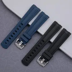 TINTAG 21mm Soft Fluorine FKM Rubber Watchband Wristband Accessories For Omega Strap Fit For Seamaster DIVER 300M 212 Series