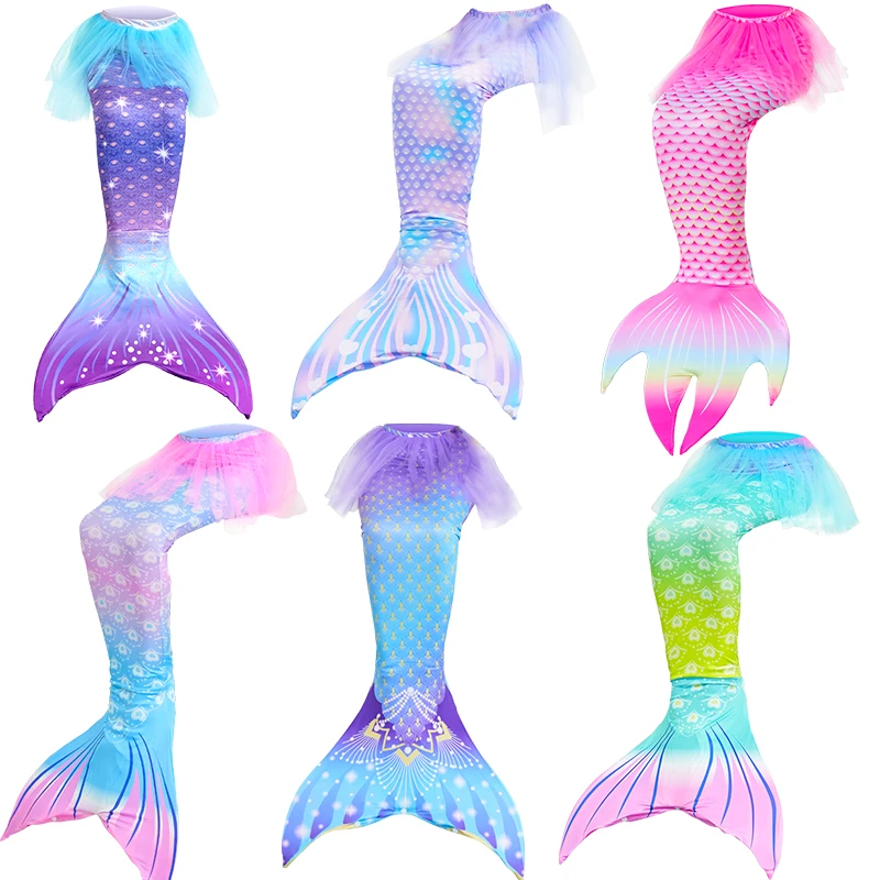 어린이 인어 COS 의상, 소녀 3피스 공주 공연 의상, 파티 의상, 할로윈 코스프레 의상