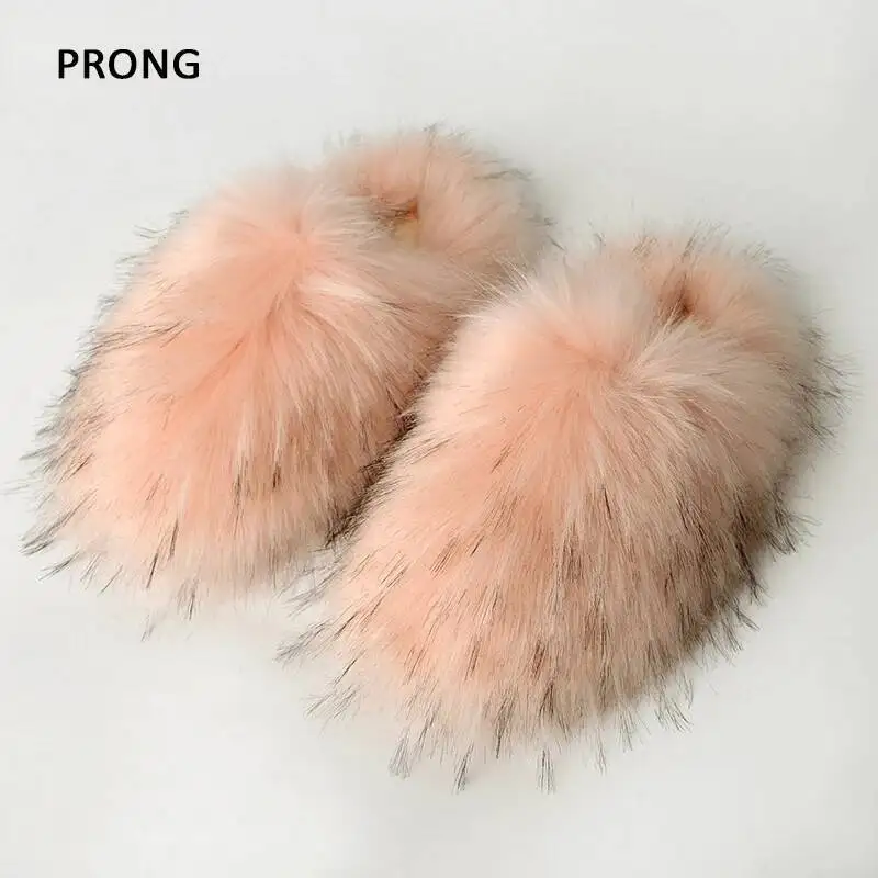 

Winter Furry Slippers Women Faux Fur Slides Indoor Soft Plush Warm Home Shoes Bedroom Causal Fluffy Flat Footwear Large Size