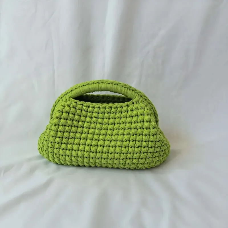 Handgestrickte Modische Clutch-Tasche für Damen, Makronen-Bonbonfarbene Gestreifte Leinen-Webe-Umhängetasche – Detail 2