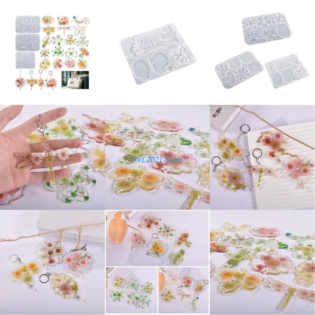 

G5GC Easter Resin Jewelry Molds DIY Jewelry Casting Mold Clover Keychain Pendant Mold
