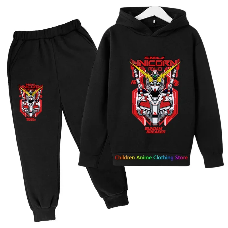 Conjunto de Sudadera con capucha de algodón para niños, jersey de Gundam, traje de 2 piezas, ropa de manga larga, juego genial, 2025