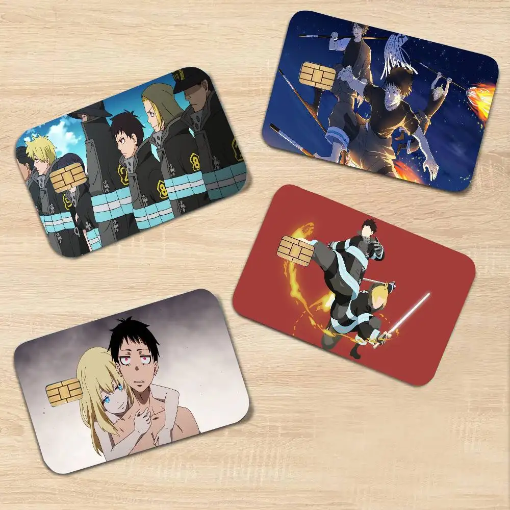 Fire Force Hot Blooded Animation Card Sticker Cartoon Art Credit Card Skin Anti Scratch Bank Debit Card Decal